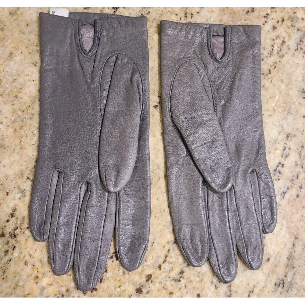Vintage Size S 6.5 Gray Leather Lined 8